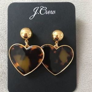 JCrew Tortoise Shell Heart Earrings